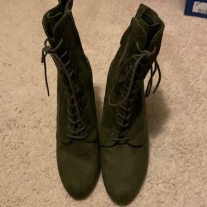 Army Green Heeled Ankle Boots